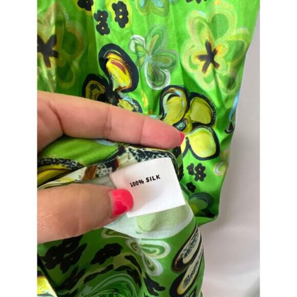 NEW Lingua Franca Floral Silk Long Sleeves Anja Maxi Dress Green Size: XS - Picture 5 of 7
